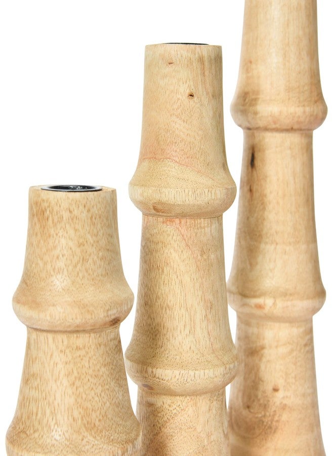Main + Mesa Wooden Waves Taper Candle Holders, Set of 3 - Image 5